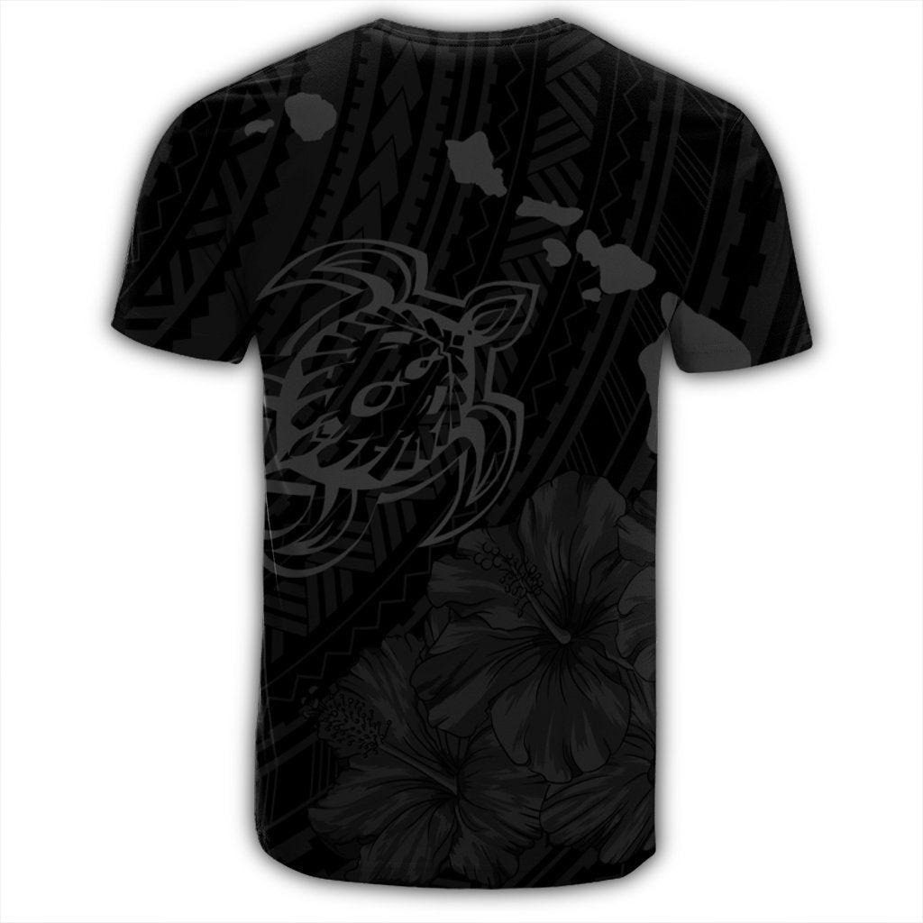 Hawaiian Hibiscus Sea Turtle Swim Polynesian T Shirt Grey - Polynesian Pride