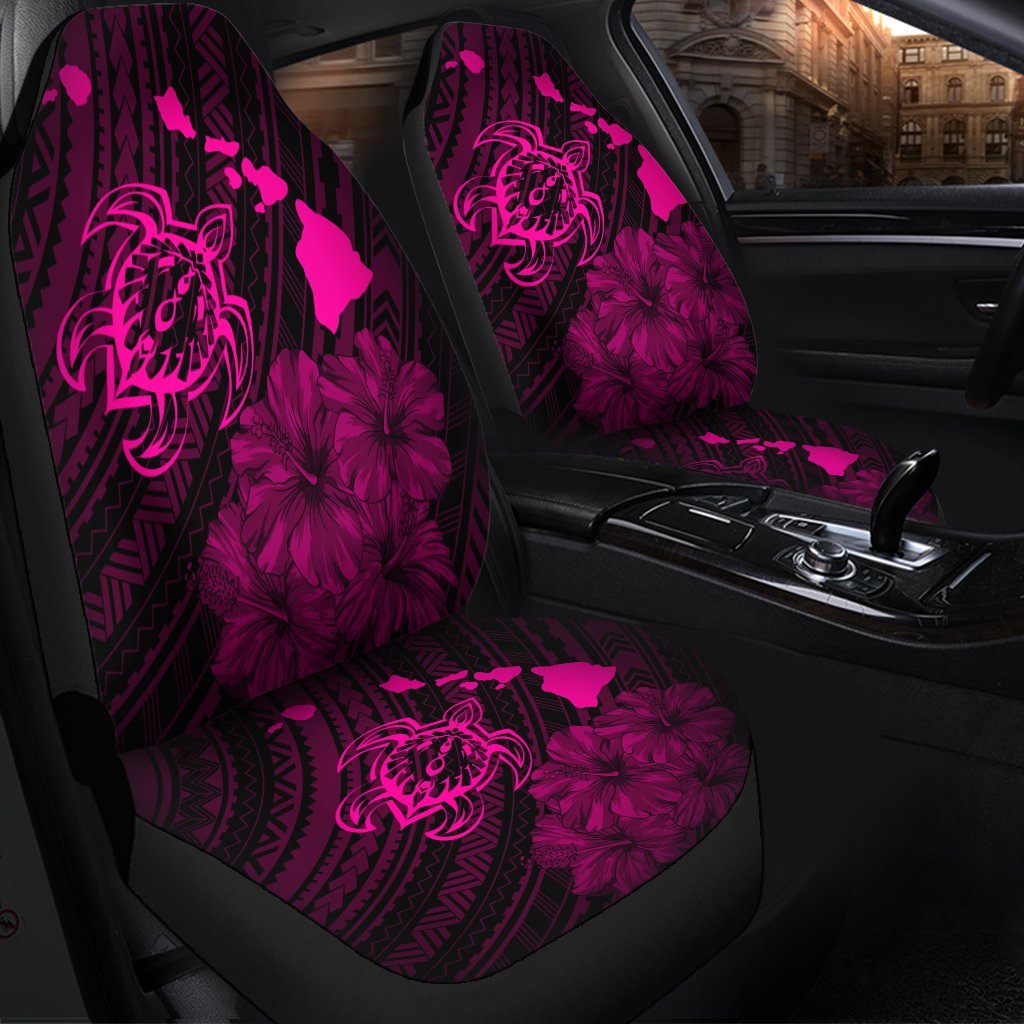 Hawaiian Hibiscus Sea Turtle Swim Polynesian Car Seat Covers - Pink - AH - Polynesian Pride