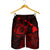 Hawaiian Hibiscus Sea Turtle Swim Polynesian Men's Shorts - Red - AH - Polynesian Pride