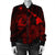 Hawaiian Hibiscus Sea Turtle Swim Polynesian Bomber Jacket - Red - AH - Polynesian Pride