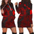 Hawaiian Hibiscus Sea Turtle Swim Polynesian Hoodie Dress - Red - AH Black - Polynesian Pride