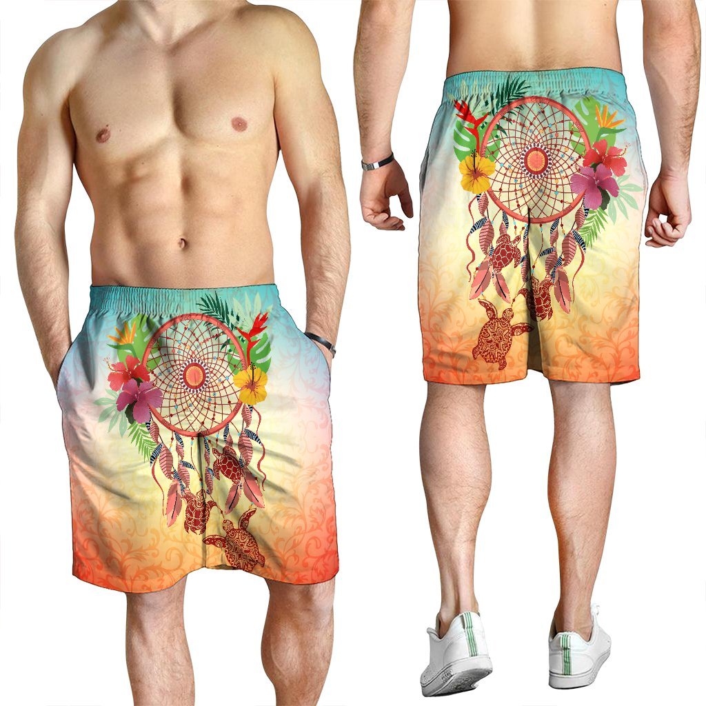 Hawaiian Hibiscus Strelitzia Flower Dreamcatcher Men's Shorts - AH - Polynesian Pride