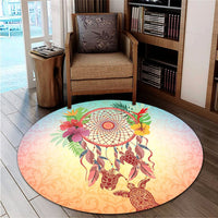 Hawaiian Hibiscus Strelitzia Flower Dreamcatcher Round Carpet - AH - Polynesian Pride