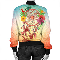 Hawaiian Hibiscus Strelitzia Flower Dreamcatcher Bomber Jacket - AH - Polynesian Pride