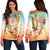 Hawaiian Hibiscus Strelitzia Flower Dreamcatcher Women's Off Shoulder Sweater - AH Black - Polynesian Pride