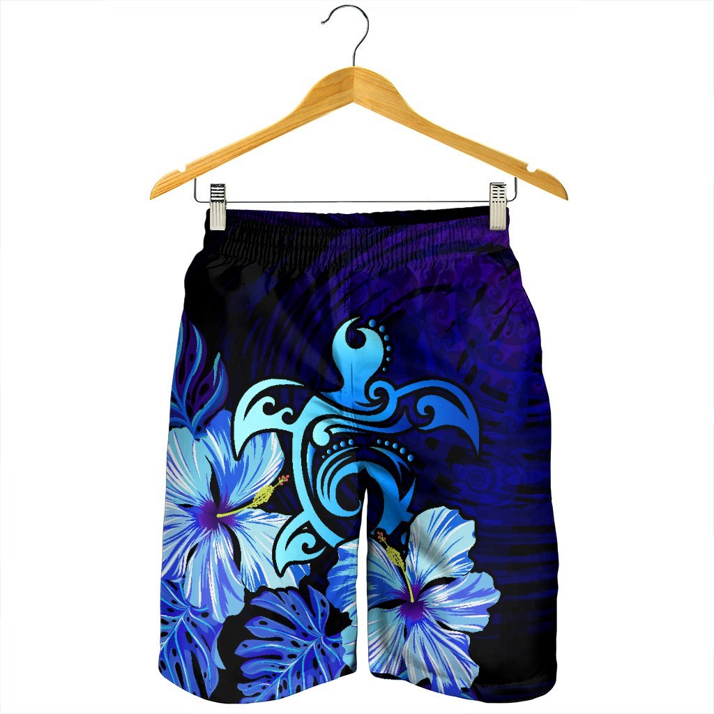 Hawaiian Hibiscus Tropical Deep Ocean Turtle Sea Men's Shorts - AH - Polynesian Pride