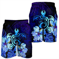 Hawaiian Hibiscus Tropical Deep Ocean Turtle Sea Men's Shorts - AH - Polynesian Pride