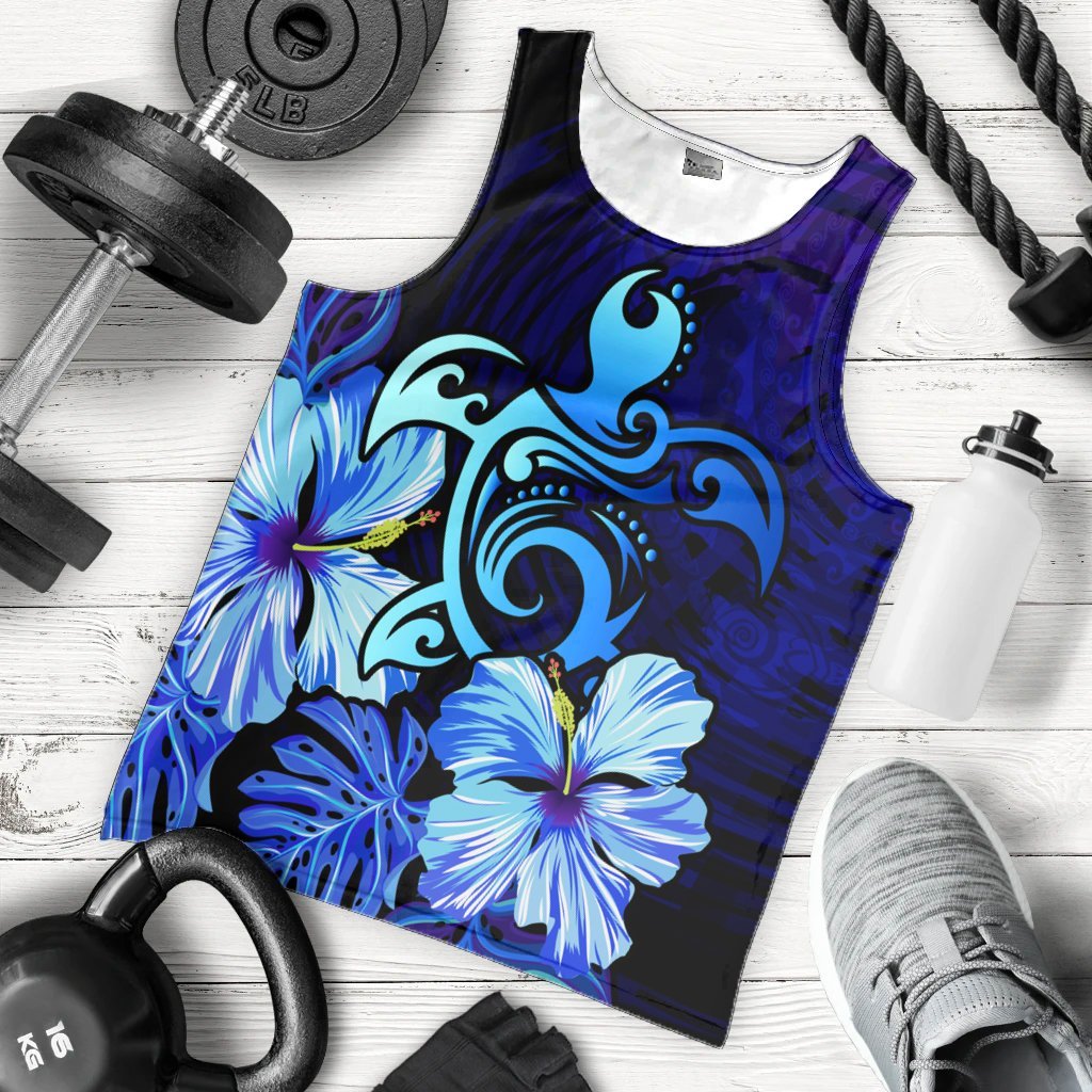 Hawaiian Hibiscus Tropical Deep Ocean Turtle Sea Tank Top - AH - Polynesian Pride