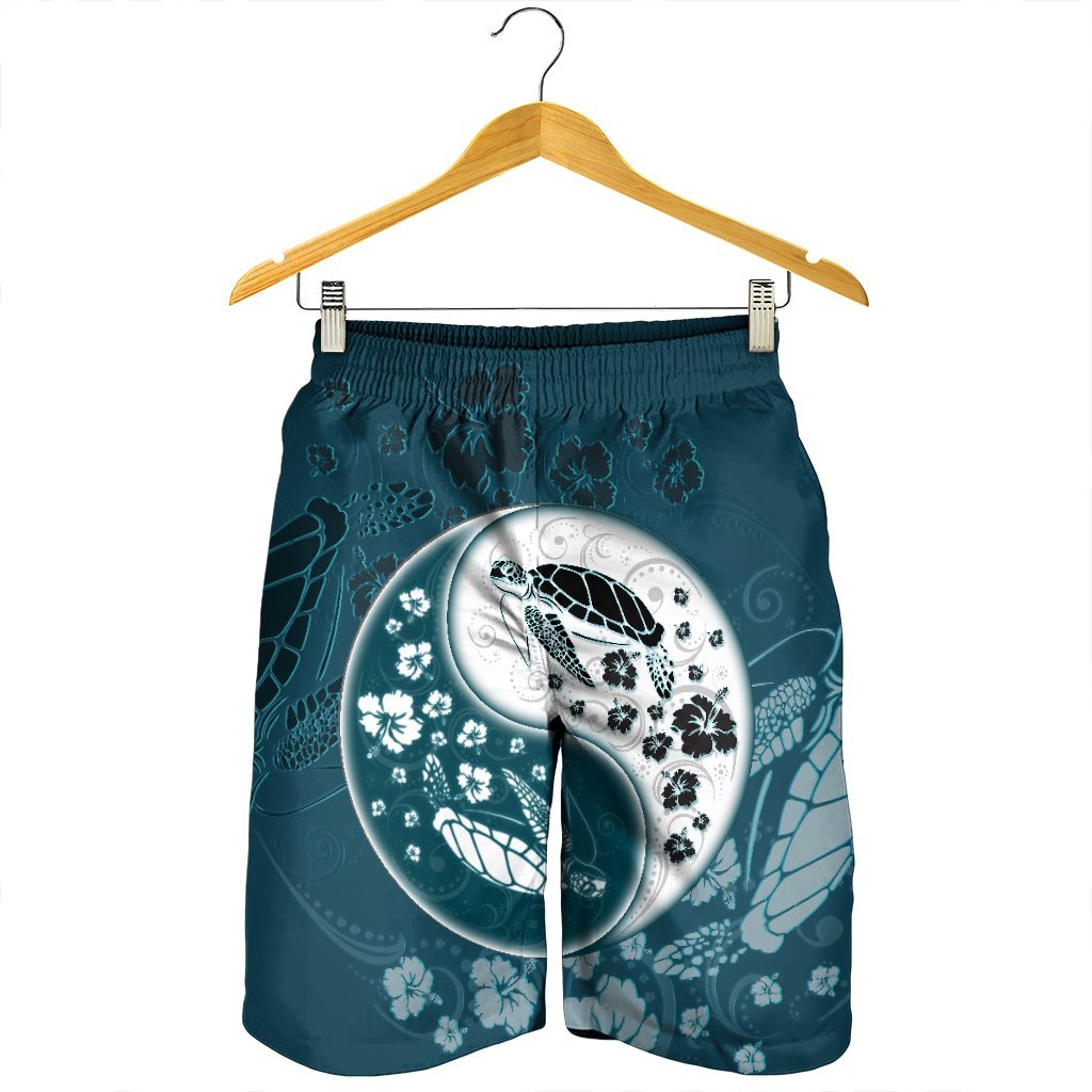 Hawaiian Hibiscus Turtle Polynesian Men's Shorts YinYang Style - AH - Polynesian Pride