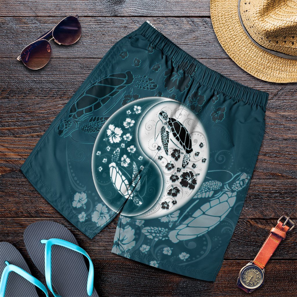 Hawaiian Hibiscus Turtle Polynesian Men's Shorts YinYang Style - AH Art - Polynesian Pride