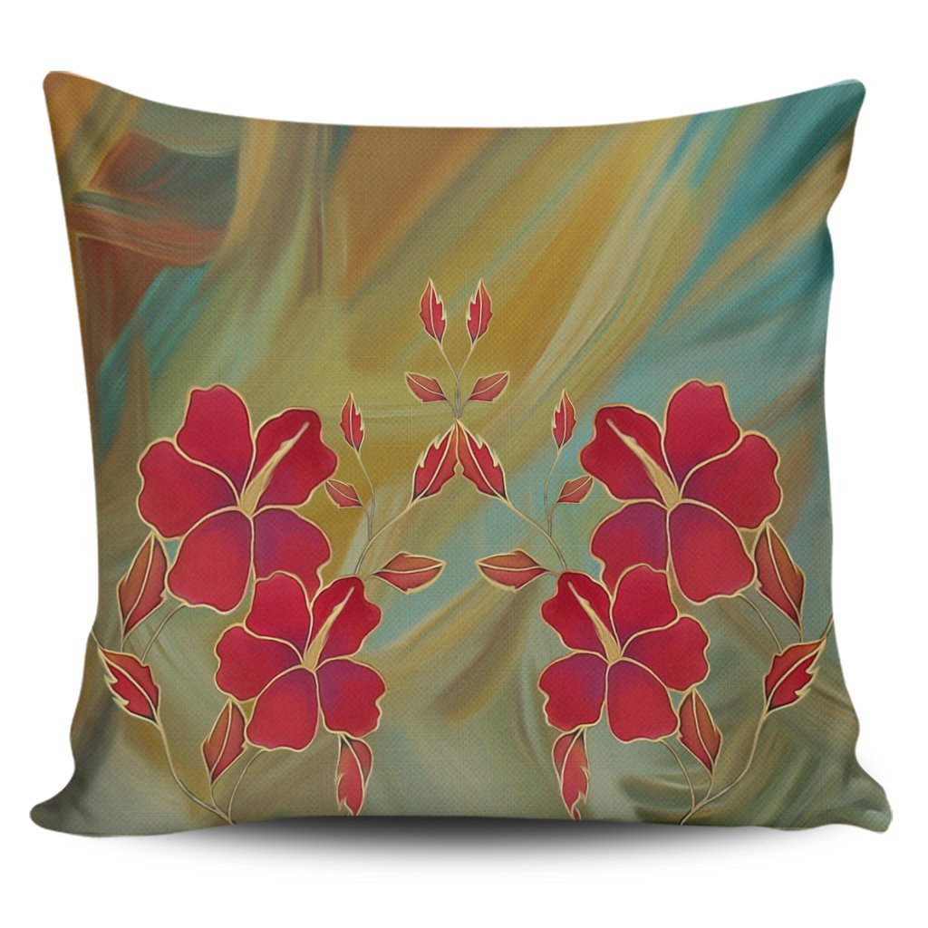 Hawaiian Hibiscus Water Color Pillow Covers - AH Pillow Covers Black - Polynesian Pride