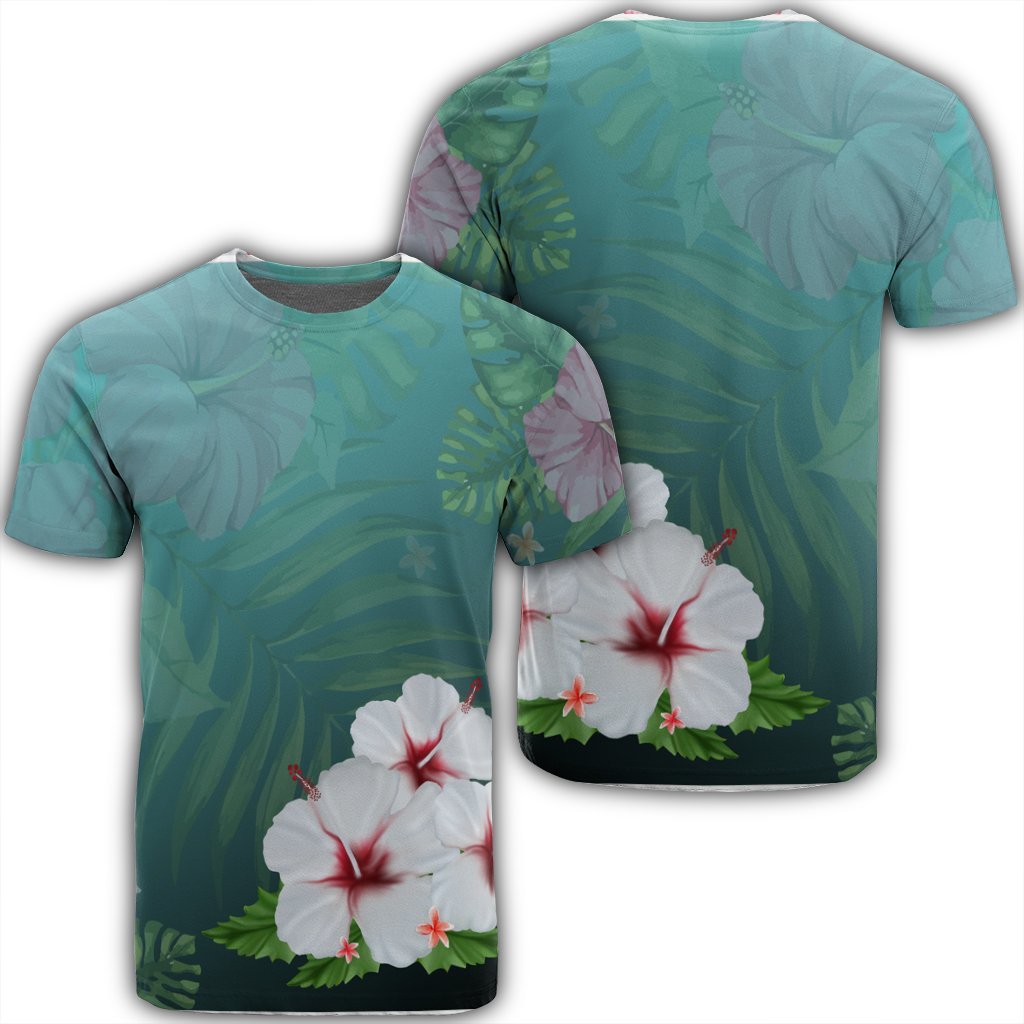 Hawaiian Hibiscus White Flower Gleeful T Shirt Unisex Black - Polynesian Pride