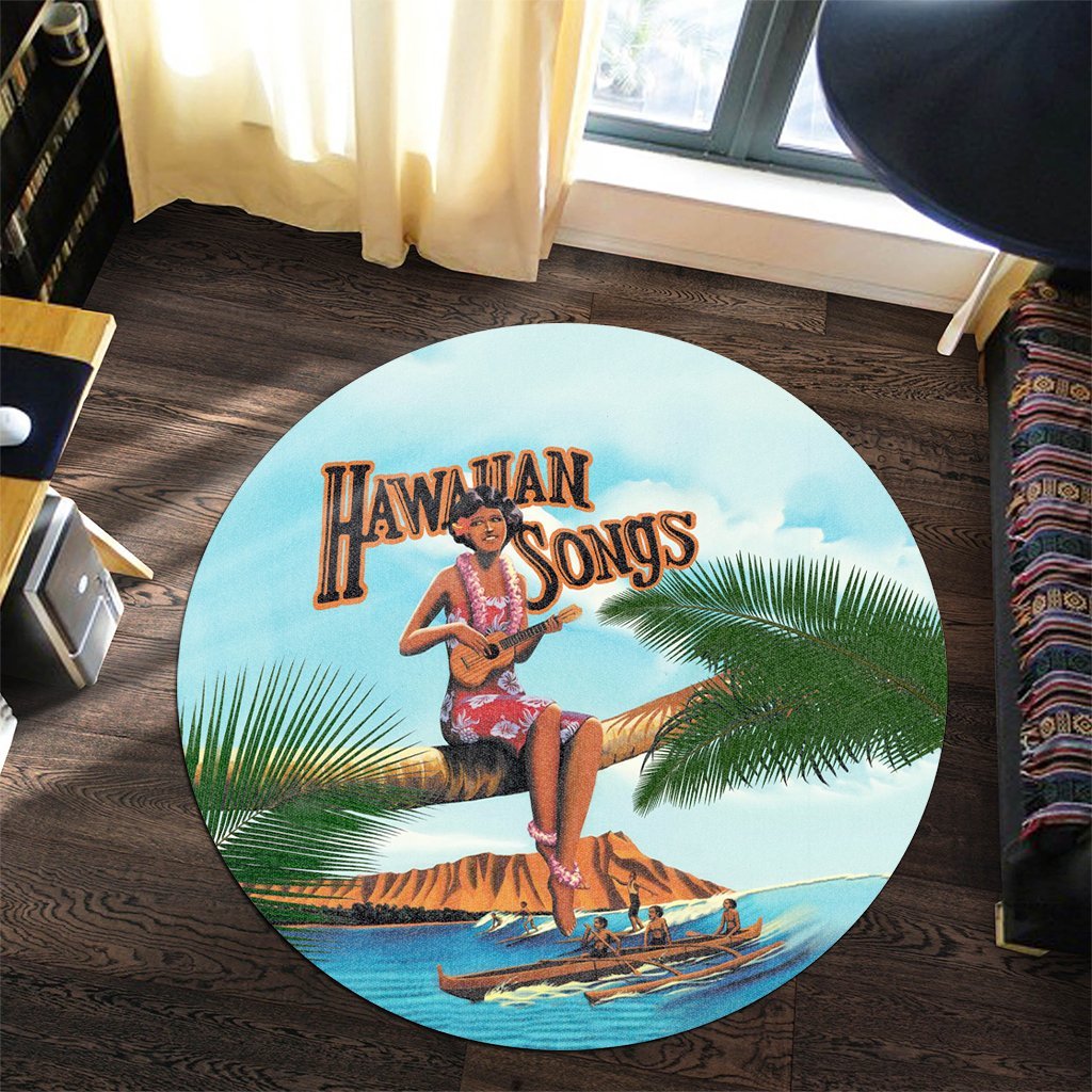 Hawaiian Hula Aboriginal Song Round Carpet - AH - Polynesian Pride