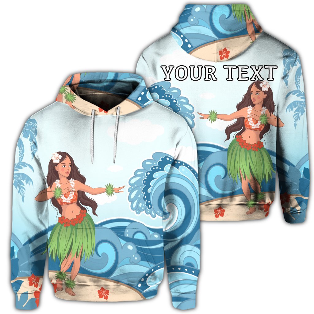 Custom Hawaiian Hula Dance Cartoon Hibiscus Wave Hoodie Unisex Art - Polynesian Pride