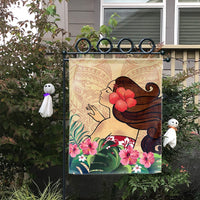 Hawaiian Hula Girl And Hibiscus Polynesian Flag - AH - Polynesian Pride