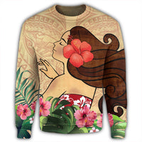 Hawaiian Hula Girl And Hibiscus Polynesian Sweatshirt - AH - Polynesian Pride