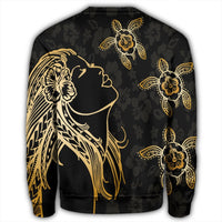 Hawaiian Hula Girl And Turtle Hibiscus Sweatshirt - AH - Polynesian Pride