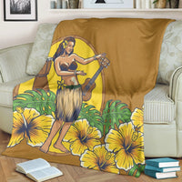 Hawaiian Hula Girl Monstera Hibiscus Polynesian Premium Blankets - AH - Polynesian Pride