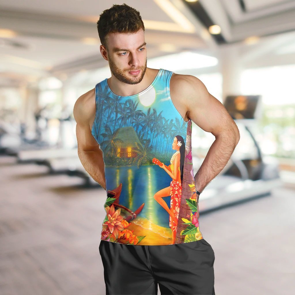 Hawaiian Hula Girl Sing In Aboriginal Village Aat Night Tank Top - AH - Polynesian Pride