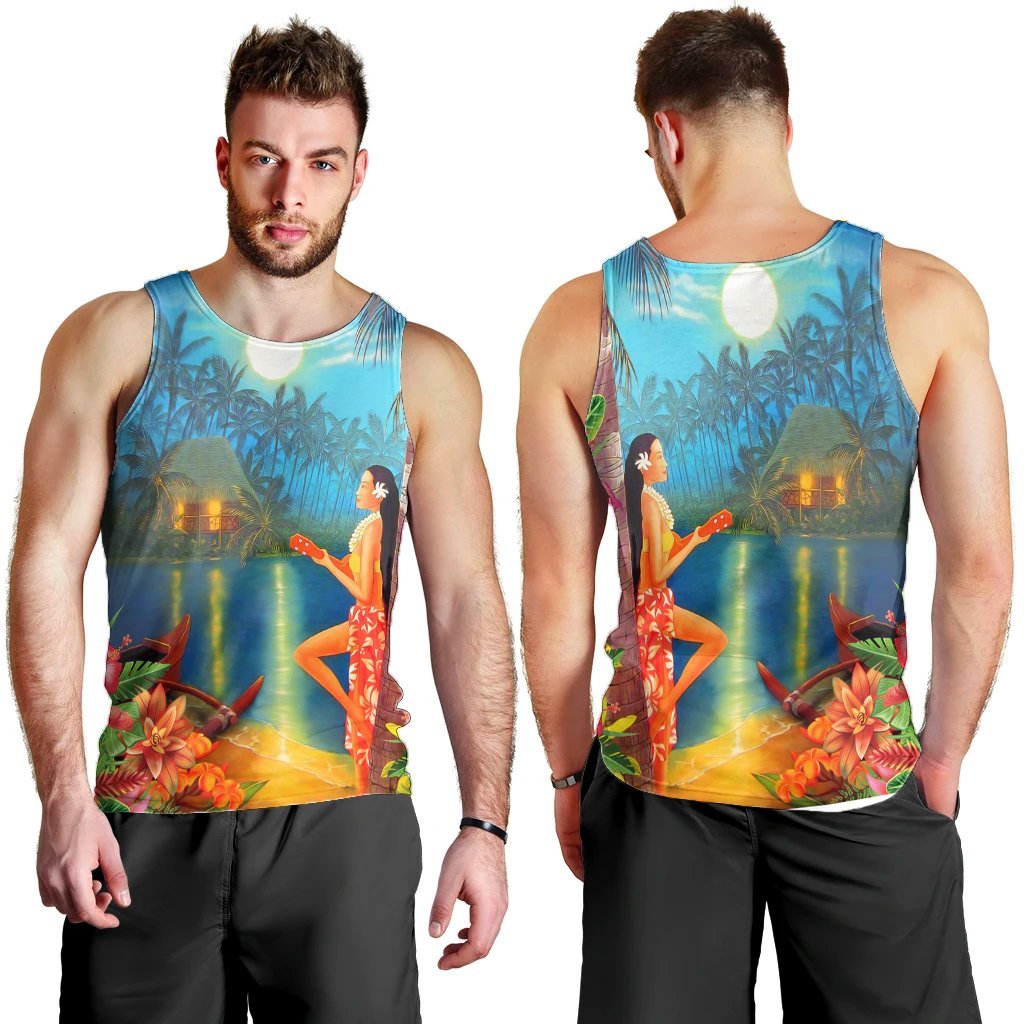 Hawaiian Hula Girl Sing In Aboriginal Village Aat Night Tank Top - AH - Polynesian Pride