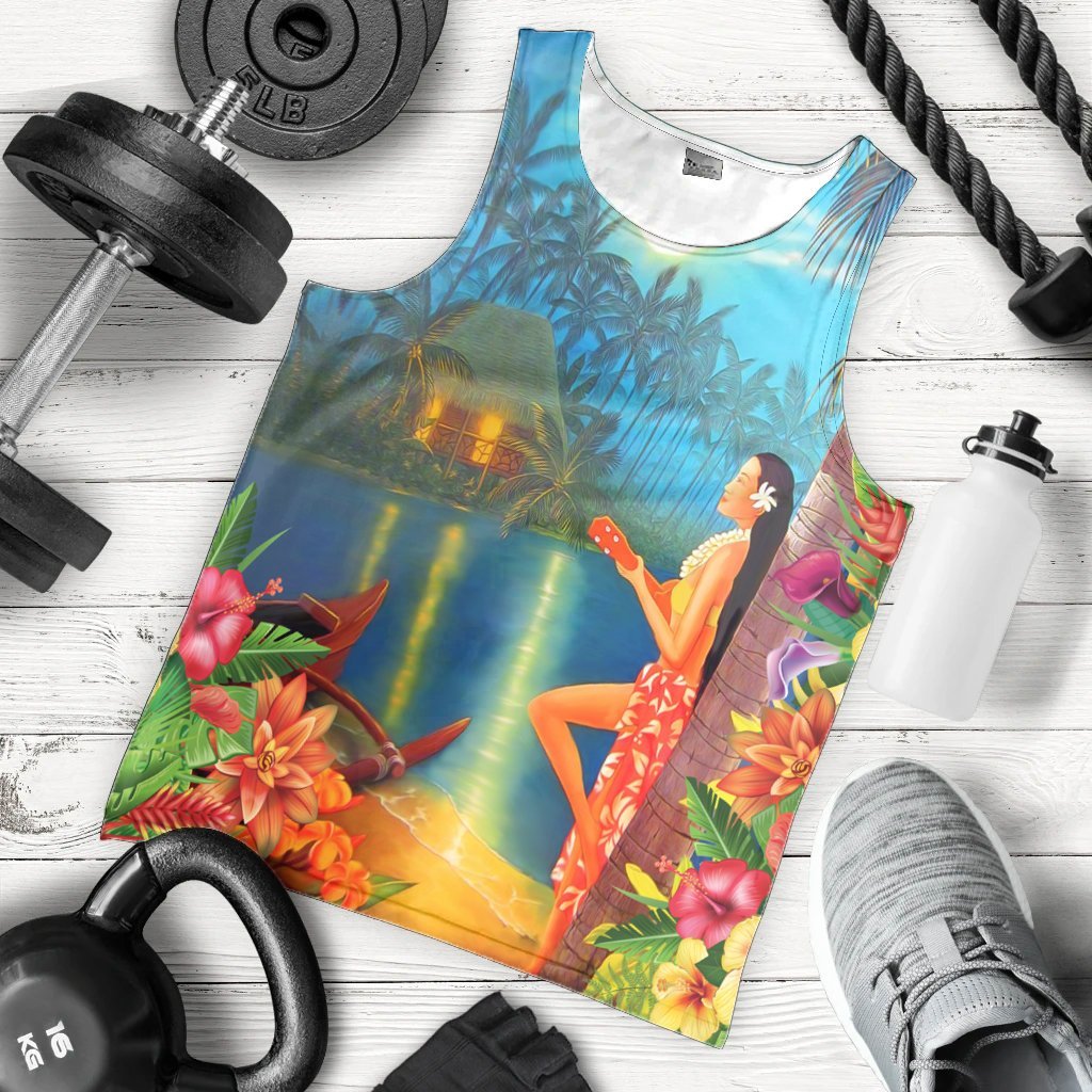 Hawaiian Hula Girl Sing In Aboriginal Village Aat Night Tank Top - AH - Polynesian Pride