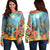 Hawaiian Hula Girl Sing In Aboriginal Village Aat Night Women's Off Shoulder Sweater - AH Black - Polynesian Pride