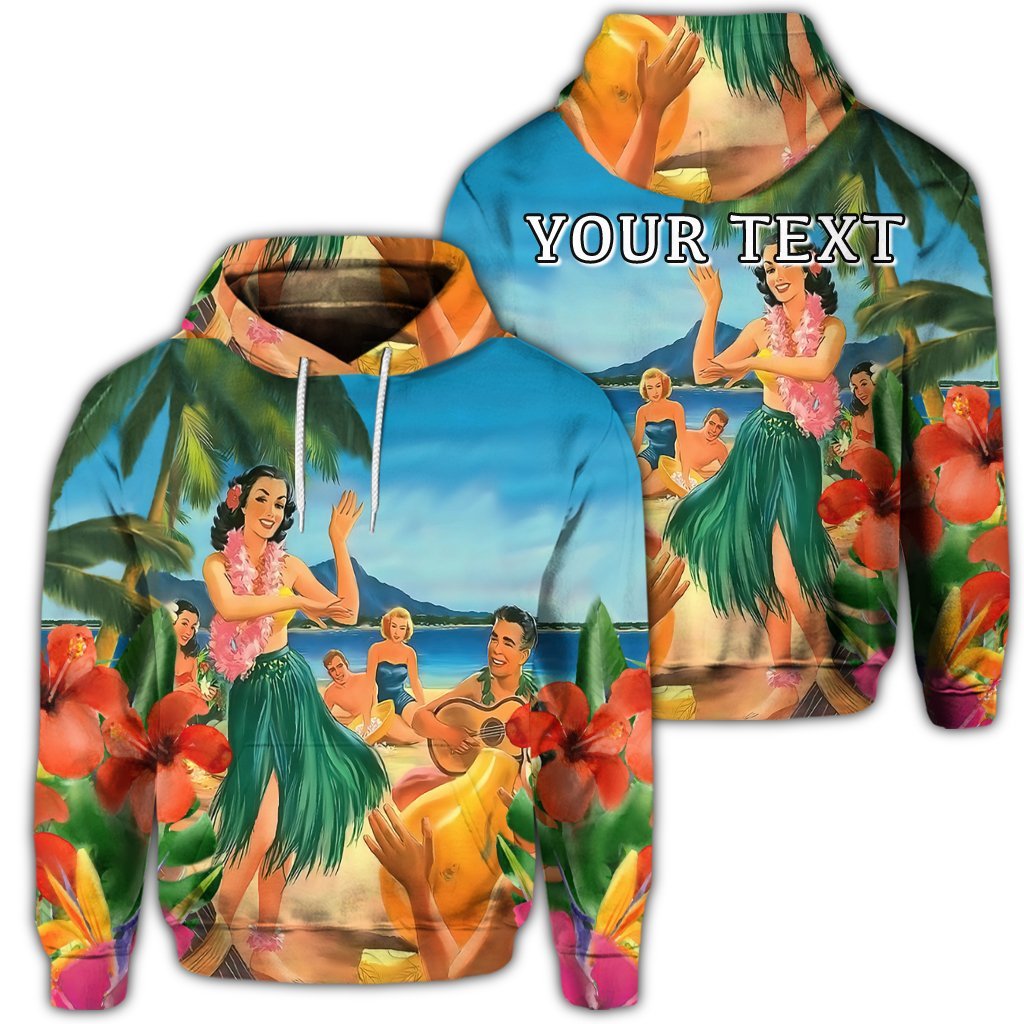 Custom Hawaiian Hula Sing Dance On Beach Hoodie Unisex Art - Polynesian Pride