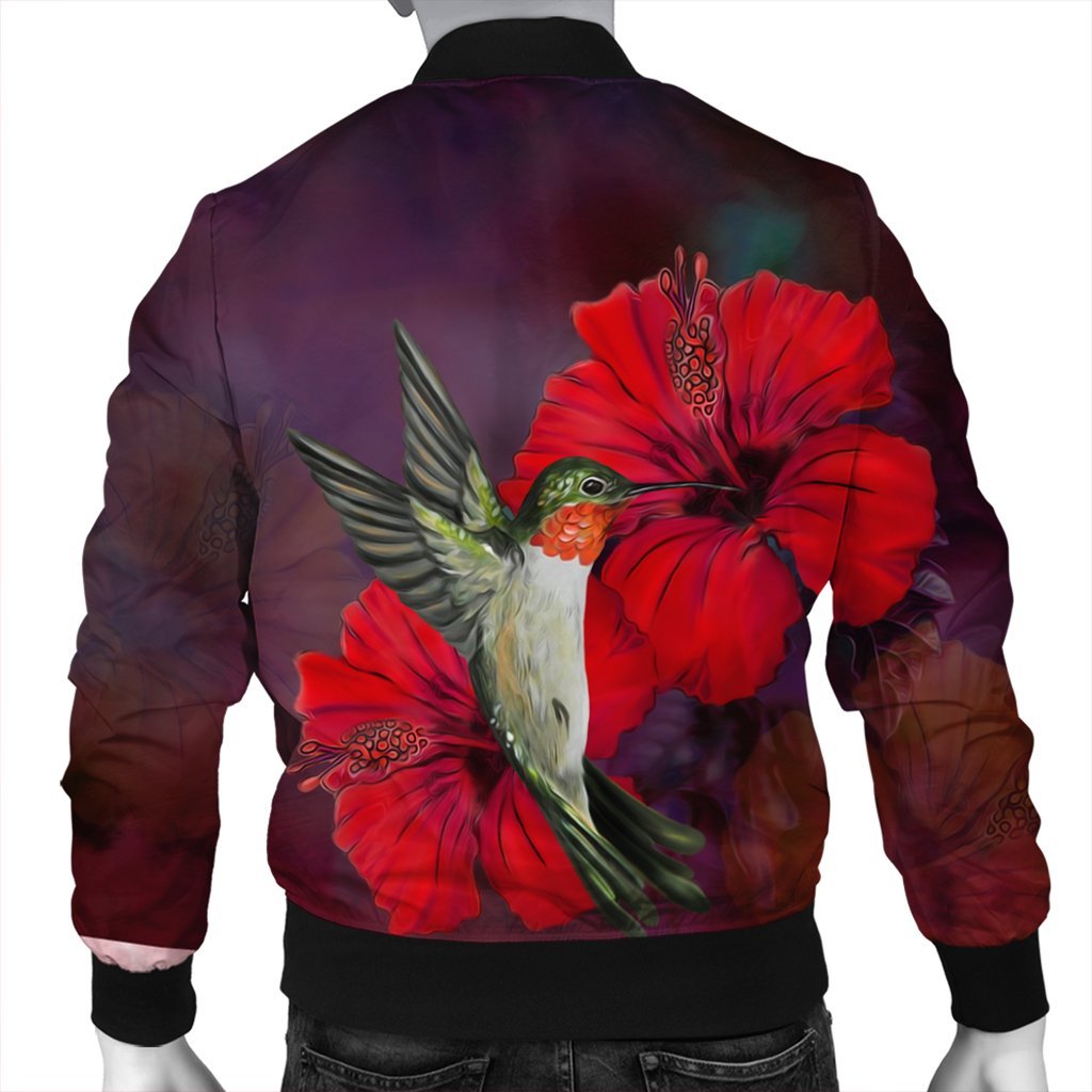 Hawaiian Hummingbird And Hibiscus Polynesian Bomber Jacket - AH - Polynesian Pride
