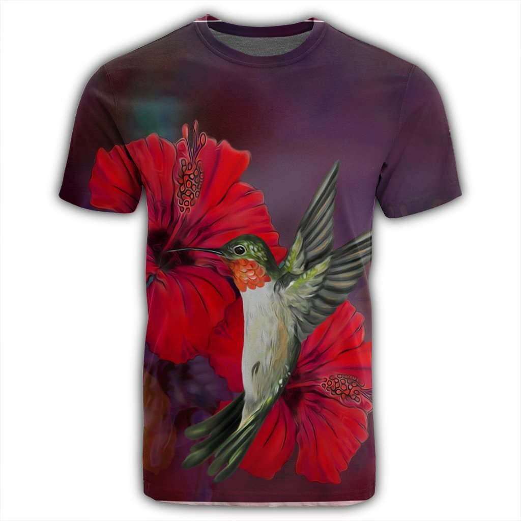 Hawaiian Hummingbird and Hibiscus Polynesian T Shirt - Polynesian Pride