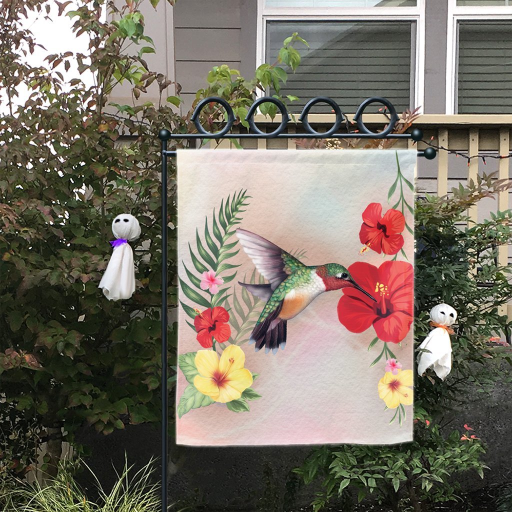 Hawaiian Hummingbirds Hibiscus Polynesian Flag - AH - Polynesian Pride