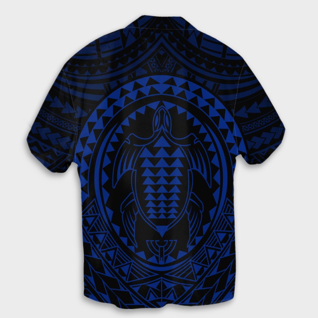 Hawaiian Kakau Honu Arc Polynesian Blue Hawaiian Shirt - AH - Polynesian Pride