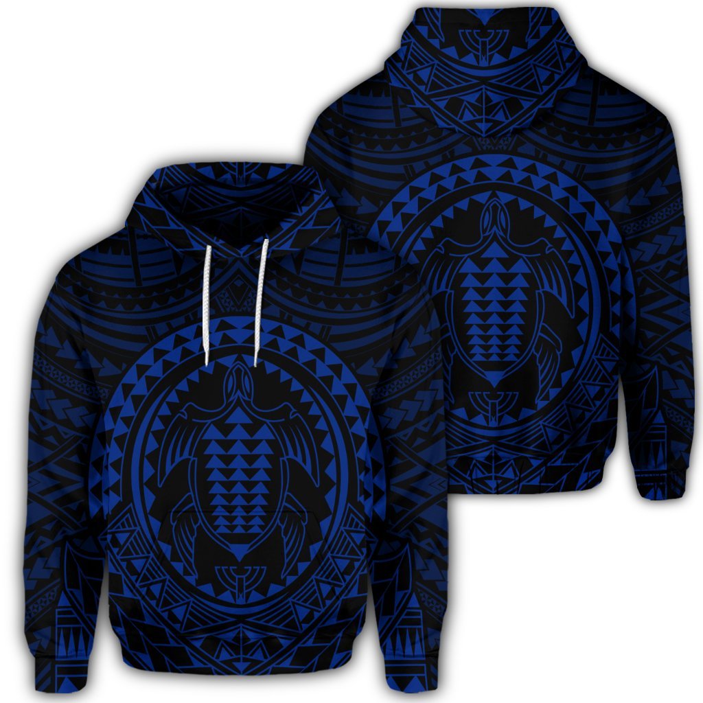 Hawaiian Kakau Honu Arc Polynesian Blue Hoodie Unisex Art - Polynesian Pride