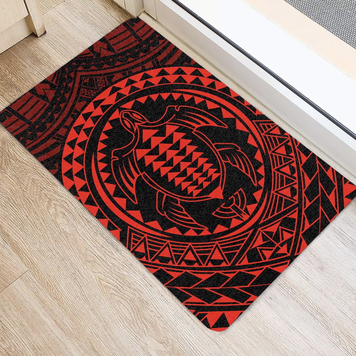 Hawaiian Kakau Honu Arc Polynesian Door Mat Red AH - Polynesian Pride