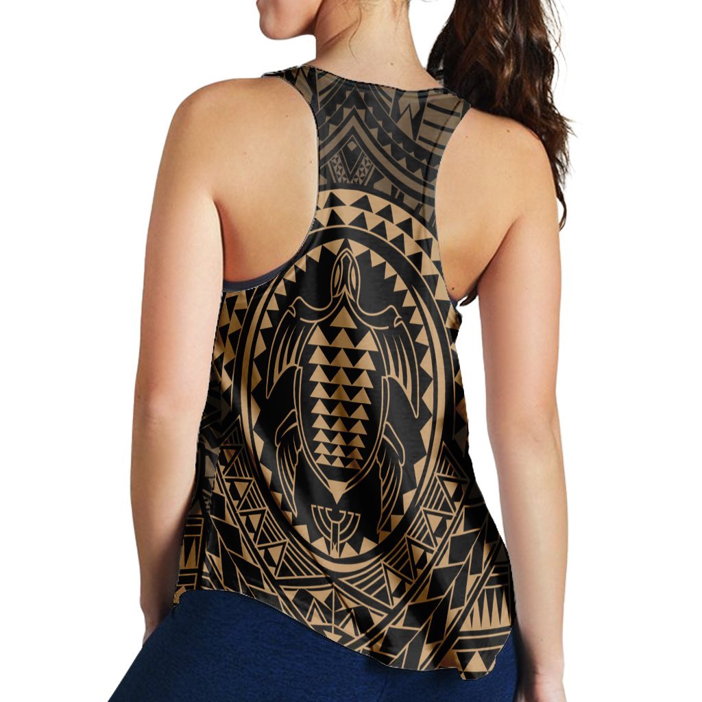 Hawaiian Kakau Honu Arc Polynesian Gold Racerback Tank - AH - Polynesian Pride