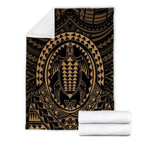 Hawaiian Kakau Honu Arc Polynesian Gold Premium Blankets - AH - Polynesian Pride