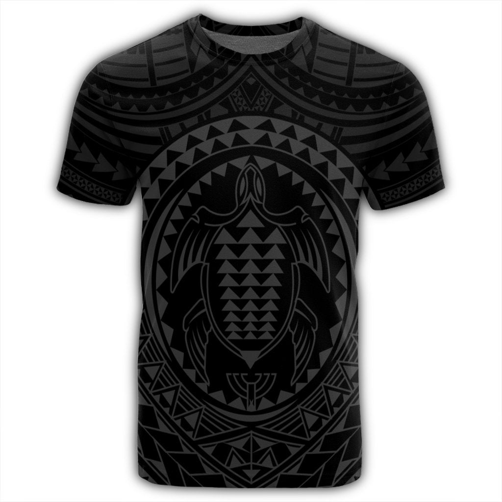 Hawaiian Kakau Honu Arc Polynesian Gray T Shirt - Polynesian Pride