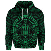 Custom Hawaiian Kakau Honu Arc Polynesian Green Hoodie - Polynesian Pride