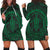 Hawaiian Kakau Honu Arc Polynesian Green Hoodie Dress - AH Black - Polynesian Pride