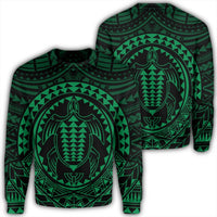 Hawaiian Kakau Honu Arc Polynesian Green Sweatshirt - AH Unisex Black - Polynesian Pride