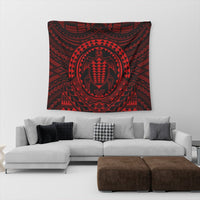 Hawaiian Kakau Honu Arc Polynesian Red Tapestry - AH - Polynesian Pride