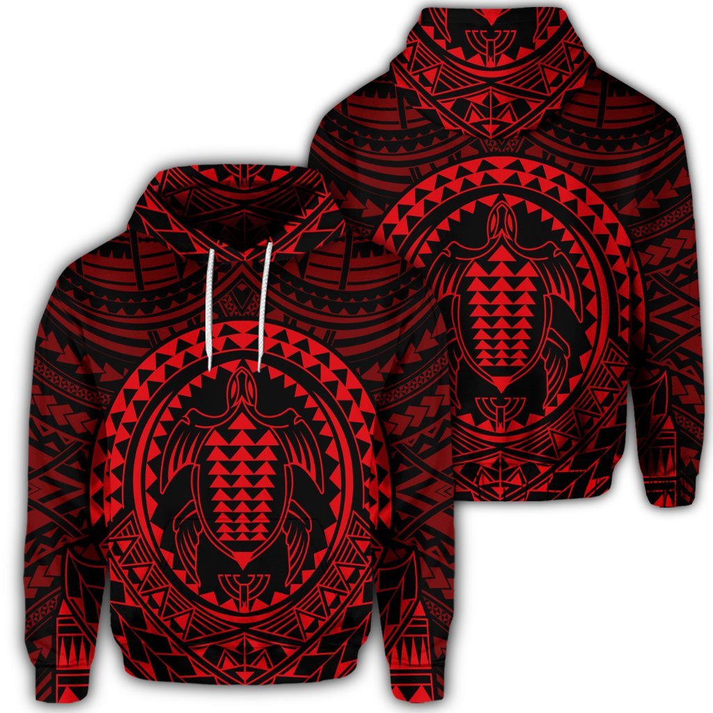 Hawaiian Kakau Honu Arc Polynesian Red Hoodie Unisex Art - Polynesian Pride