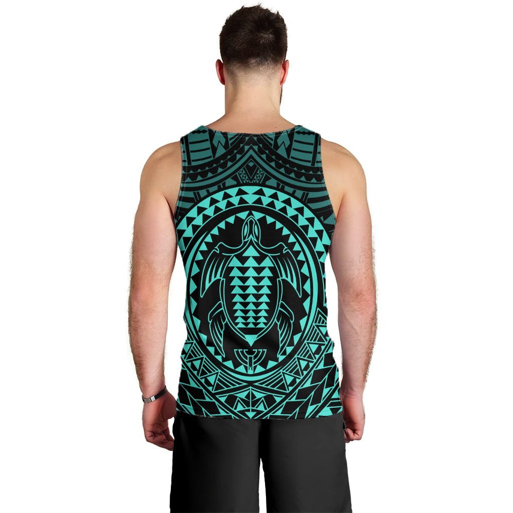 Hawaiian Kakau Honu Arc Polynesian Turquoise Tank Top - AH - Polynesian Pride