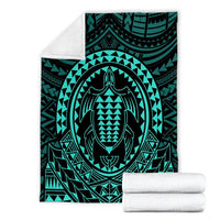 Hawaiian Kakau Honu Arc Polynesian Turquoise Premium Blankets - AH - Polynesian Pride