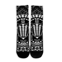 Hawaiian Kakau Honu Arc Polynesian White Crew Socks - AH - Polynesian Pride