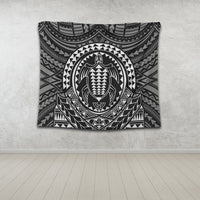 Hawaiian Kakau Honu Arc Polynesian White Tapestry - AH - Polynesian Pride