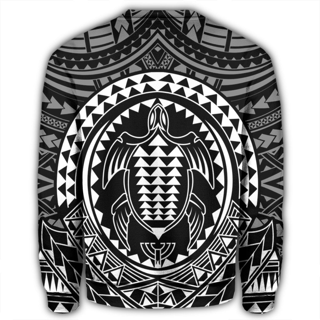 Hawaiian Kakau Honu Arc Polynesian White Sweatshirt - AH - Polynesian Pride