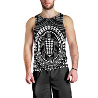Hawaiian Kakau Honu Arc Polynesian White Tank Top - AH Black - Polynesian Pride