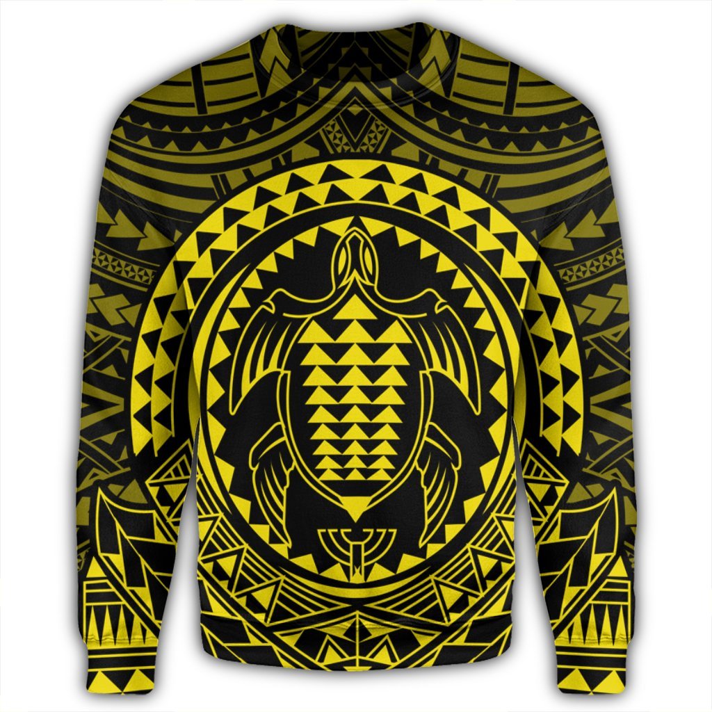 Hawaiian Kakau Honu Arc Polynesian Yellow Sweatshirt - AH - Polynesian Pride