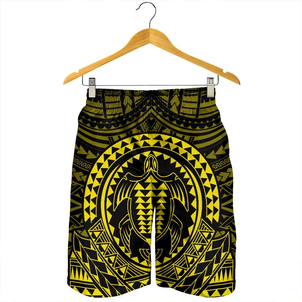 Hawaiian Kakau Honu Arc Polynesian Yellow Men's Shorts - AH - Polynesian Pride