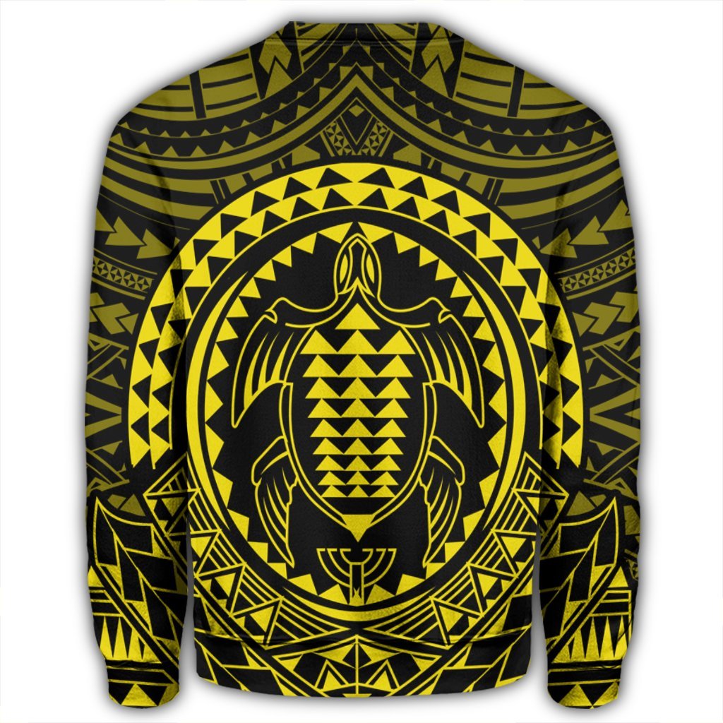 Hawaiian Kakau Honu Arc Polynesian Yellow Sweatshirt - AH - Polynesian Pride